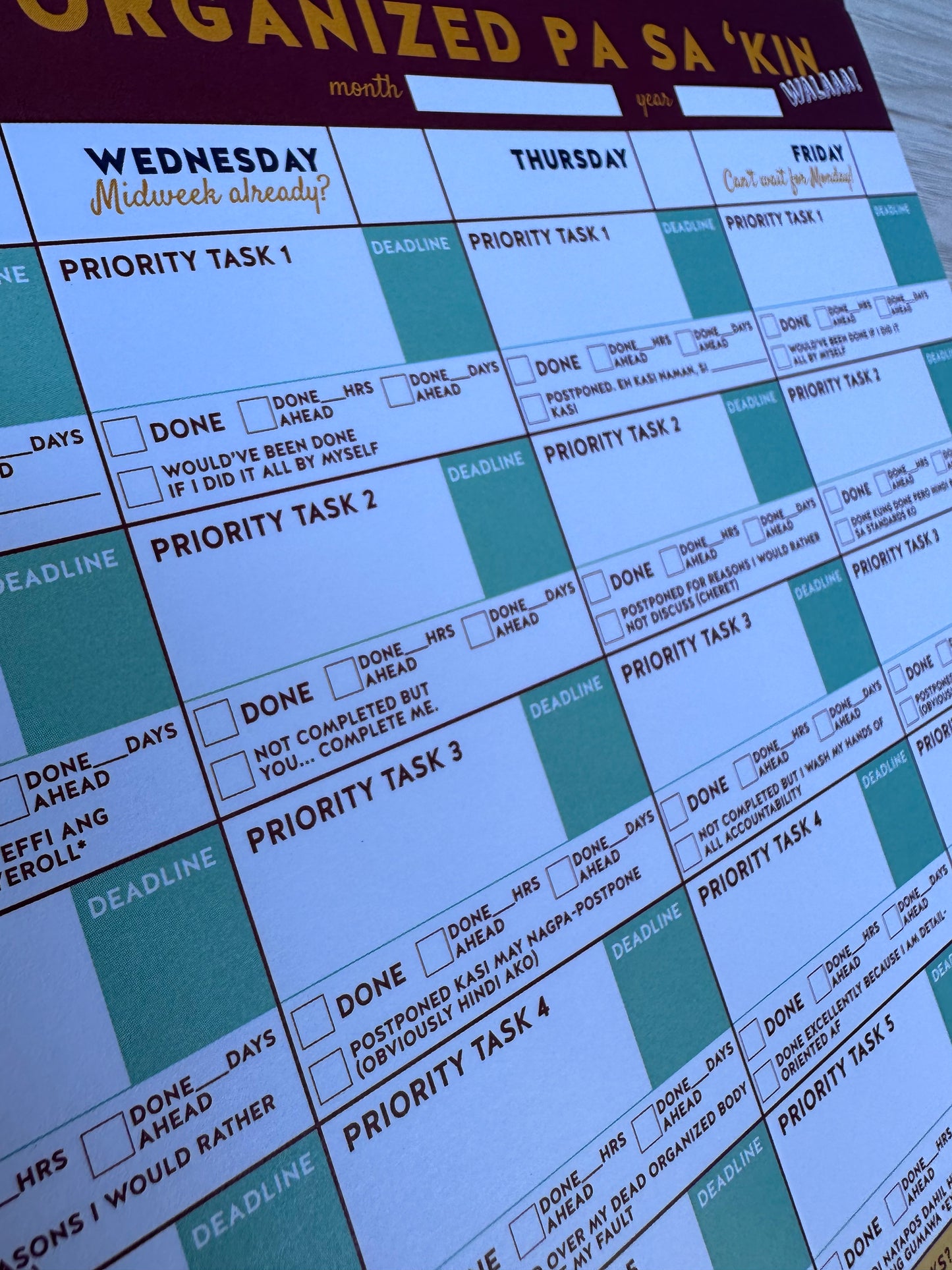 Wala nang mas Organized pa sa Akin weekly planner